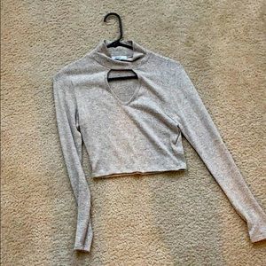 Cropped keyhole sweater